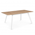 INGA Scandinavische uitschuifbare tafel, 6-8 personen, houten blad, witte poten 160-200 cm