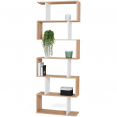 SOFIA S-vormige boekenplank in wit hout en houteffect 189cm