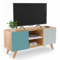 Scandinavisch tv-meubel ALICE blauw, grijs en wit 113 cm