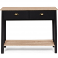 ISIS vintage console met 2 laden, hout en zwarte plank