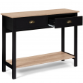 ISIS vintage console met 2 laden, hout en zwarte plank