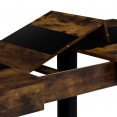 PHOENIX uitschuifbare eettafel 6-10 personen Antiek hout en zwart Zwarte middenband 160-200 cm