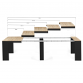 ORLANDO uitschuifbare consoletafel, 14 personen, 300 cm, zwart hout en beukenfineer