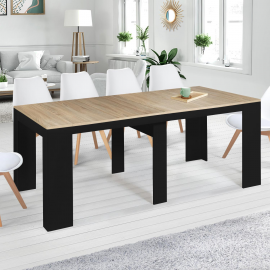 ORLANDO uitschuifbare consoletafel, 10 personen, 235 cm, afwerking zwart hout en beuken