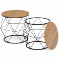 Set van 2 DETROIT ronde bedrade salontafels, 40/45, industrieel ontwerp