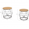 Set van 2 DETROIT ronde bedrade salontafels, 40/45, industrieel ontwerp