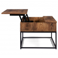 DAYTON salontafel met hefblad, verouderd effect, industrieel ontwerp