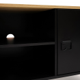 ESTER 2-deurs zwart metalen TV-meubel met industrieel houten blad 113 cm