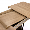 Table à manger extensible rectangle UGO 6-10 personnes bois façon hêtre et noir 160-200 cm