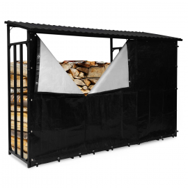 Verzinkt stalen opslagschuilplaats voor houtblokken L. 274 cm met 150 gr beschermkap