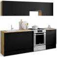 Complete keuken 240 cm SUBTIL met 7-element werkblad in hout en zwart