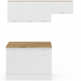 Complete 180 cm SUBTIL keuken met 5-element hout en wit werkblad