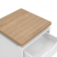 Lot de 2 tables de chevet LUNA à LEDS avec 1 tiroir blanc et plateau effet bois