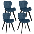 Set van 4 blauw fluwelen ROBINE stoelen met zwarte poten