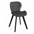 Set van 4 ROBINE donkergrijze fluwelen stoelen met zwarte poten