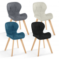 Set van 4 ROBINE stoelen in blauw, grijs, beige en zwart gemêleerde stof