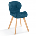 Set van 4 ROBINE stoelen in blauw, grijs, beige en zwart gemêleerde stof