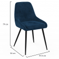 Set van 4 THALYA blauw fluwelen stoelen met armleuningen