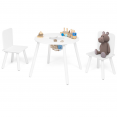 CANDICE kindertafel + 2 stoelen met opbergruimte in wit hout
