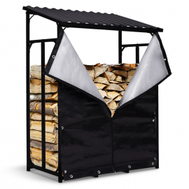 Verzinkt stalen opslagschuilplaats voor houtblokken L.111 cm met 150 gr beschermkap