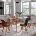 Set van 6 SARA Scandinavische stoelen mix kleur donkergrijs x2, terracotta x2, beige x2