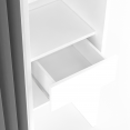 MERYL 120/180 x 180 cm wit en grijs dubbele uittrekbare kledingkast met gordijn + dubbele hangruimte + legplanken