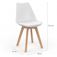 Set van 6 Scandinavische stoelen SARA, mix pastelroze x2, lichtgrijs x2 en wit x2