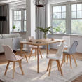 Set van 6 Scandinavische stoelen SARA, mix pastelroze x2, lichtgrijs x2 en wit x2
