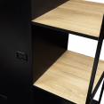 Armoire-étagère penderie ESTER 1 porte métal noir et bois design industriel