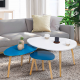 Set van 3 GAIA wit en blauw Scandinavisch gelakte nesting salontafels