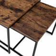 Lot de 3 tables basses gigognes DAYTON 113 cm effet vieilli design industriel