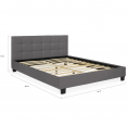 CHARLOTTE tweepersoonsbed met lattenbodem 140x190cm PVC antracietgrijs