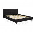 CHARLOTTE tweepersoonsbed met boxspring 140x190cm PVC zwart