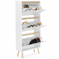 HELSINKI Scandinavische witte en houten 3-deurs schoenenkast