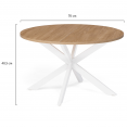 Table basse ronde ALIX pied araignée 70 cm bois et blanc
