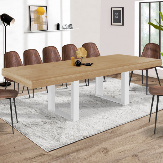 PHOENIX uitschuifbare eettafel 10-12 personen hout en wit 200-300 cm