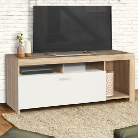 Tv-meubel MALO in hout en wit kast 110 cm