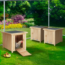 Set van 3 houten nestboxen voor kippen met bodem