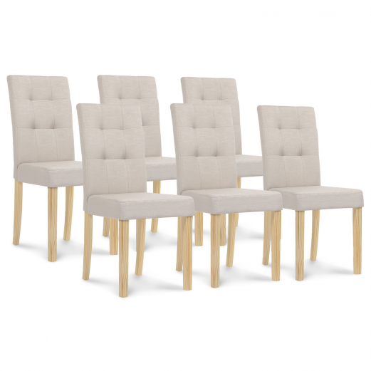 Set van 6 POLGA beige gestoffeerde eetkamerstoelen