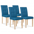 Lot de 4 chaises POLGA capitonnées bleu canard pour salle à manger