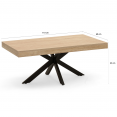 ALIX 110 cm salontafel met houten en zwarte spinnenpoten