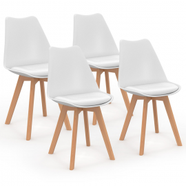 Lot de 4 chaises scandinaves SARA blanches pour salle à manger