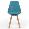 Set van 4 Scandinavische SARA-stoelen in pastelroze, wit, lichtgrijs en blauw