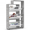Betonlook KLARK 3-deurs witte schoenenkast met legplanken