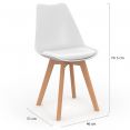 Set van 8 SARA Scandinavische stoelen mix kleur wit x2, lichtgrijs x2, donkergrijs x2, zwart x2