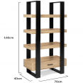 PHOENIX hout en zwart 4-niveau plank met lade