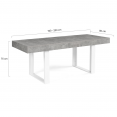 OREGON uitschuifbare eettafel 6-10 personen beton en wit effect 160-200 cm