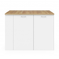 TIBO middeneiland 120 cm in wit hout met werkblad in beukeneffect