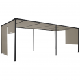 Schuifpergola 2 secties 3x6 M tuinhuisje taupe stof