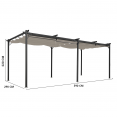 Pergola special edition schuifdak 3x6 M en 6 taupe luifels